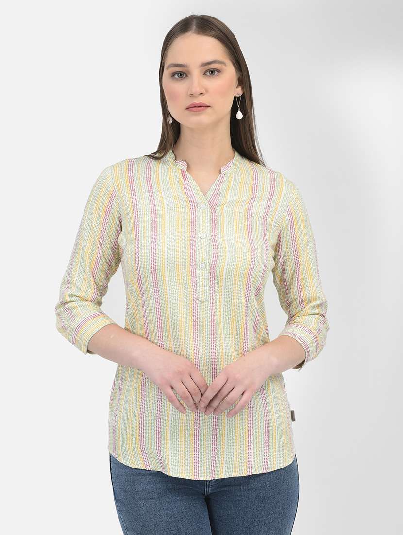women multicolored stripes regular top