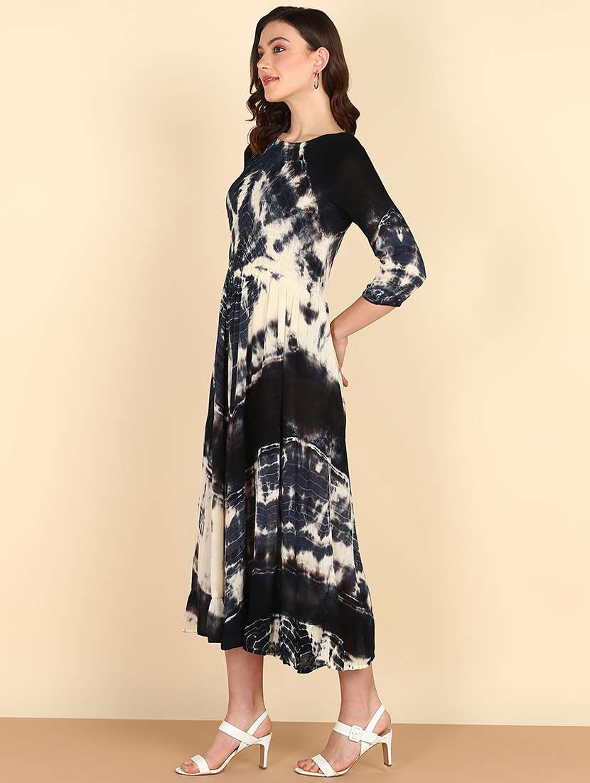 women blue tie & dye fit & flare dress - 20895885 -  Standard Image - 1