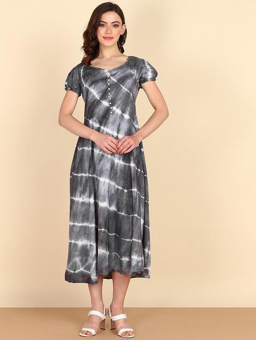 women grey tie & dye a-line dress - 20895890 -  Standard Image - 0