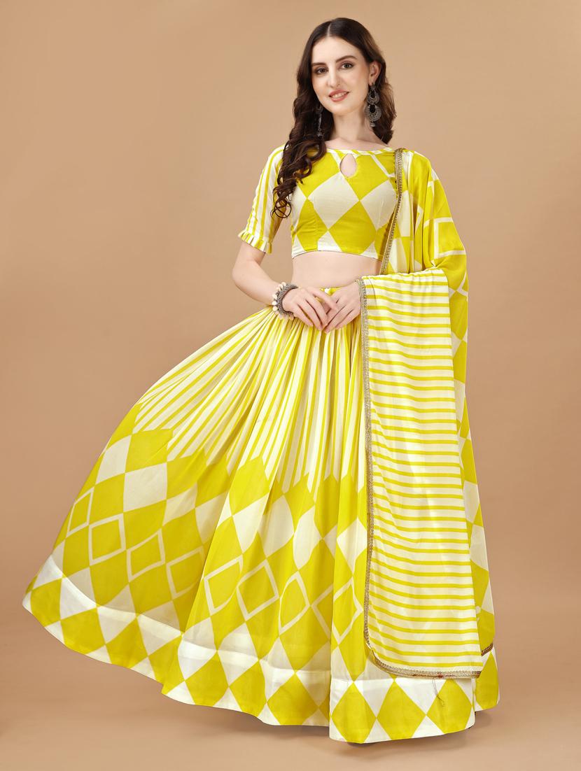 women yellow flared lehenga choli with dupatta - 20895897 -  Standard Image - 1