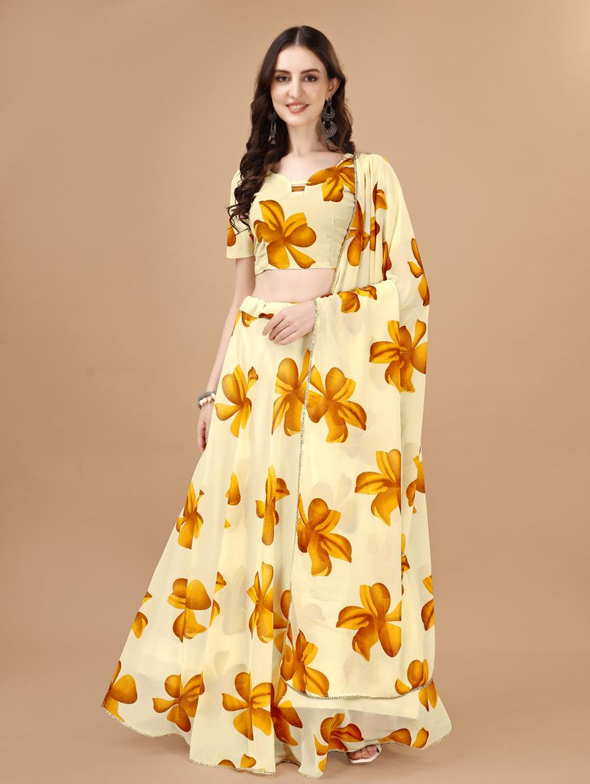 women yellow flared lehenga choli with dupatta - 20895954 - Zoom Image - 0