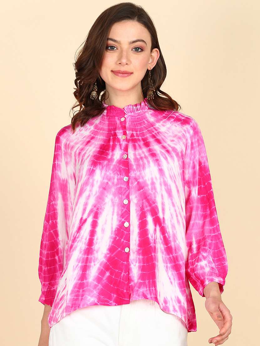 tie & dyed high-low shirt