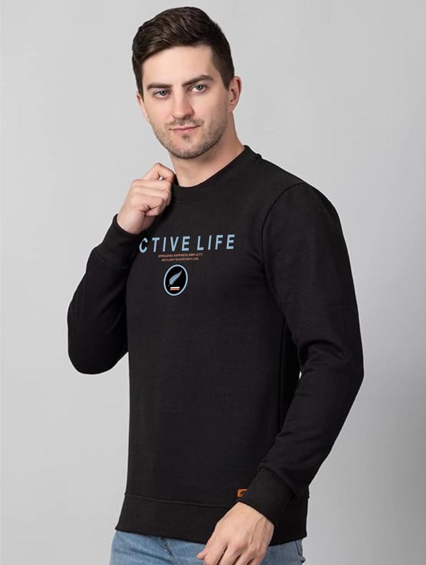 black fleece chest print sweatshirt - 20896842 - Standard Image - 1