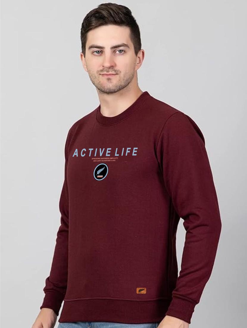 men maroon fleece chest print sweatshirt - 20896843 - Standard Image - 1
