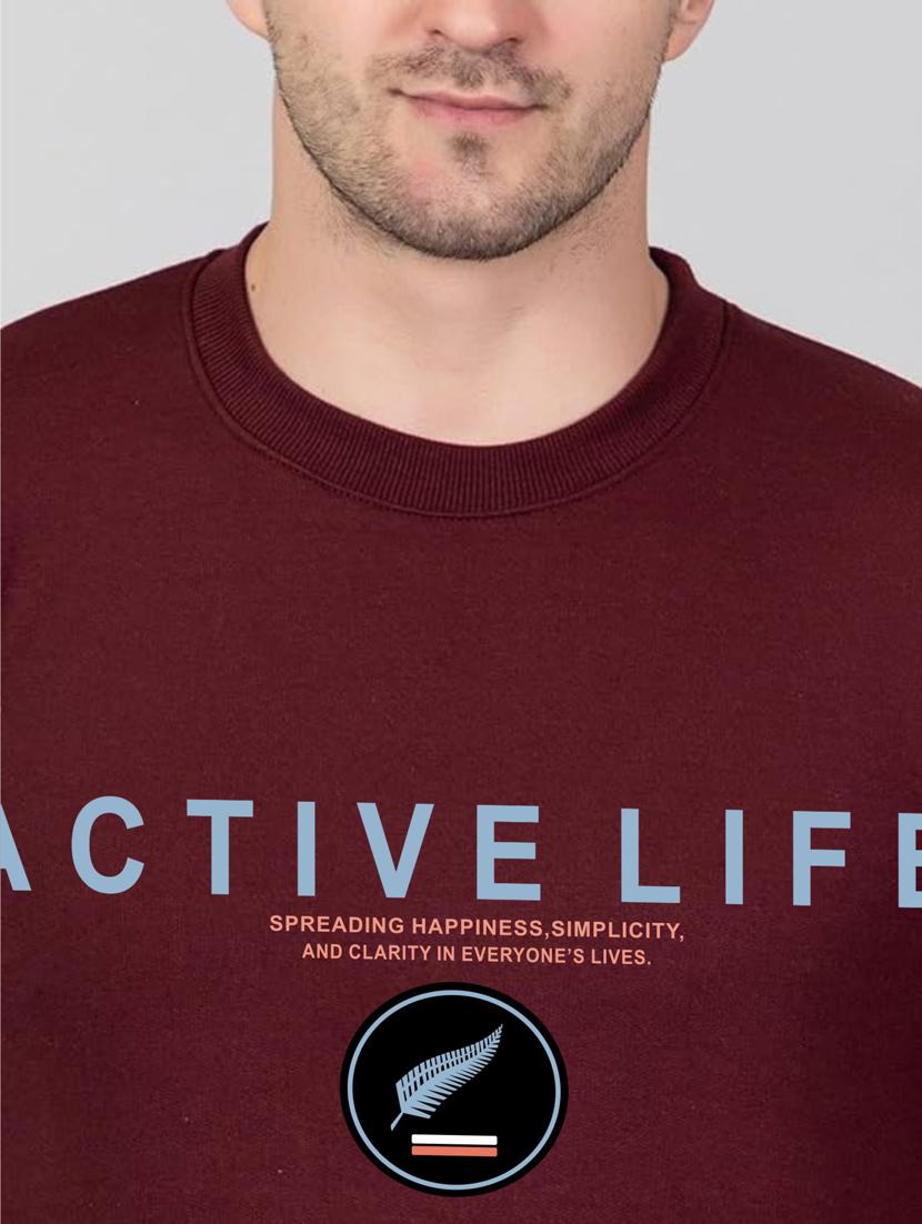 men maroon fleece chest print sweatshirt - 20896843 - Standard Image - 4