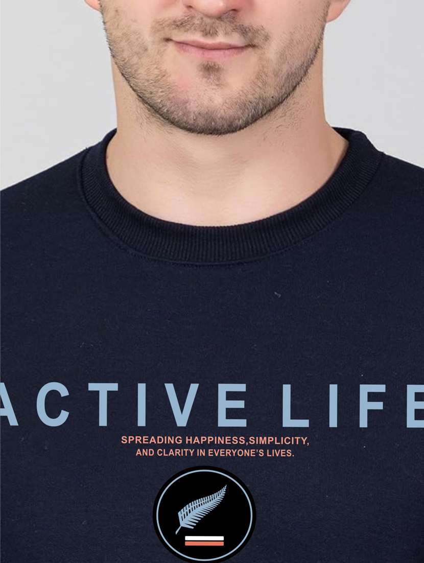 navy blue fleece chest print sweatshirt - 20896844 -  Standard Image - 4