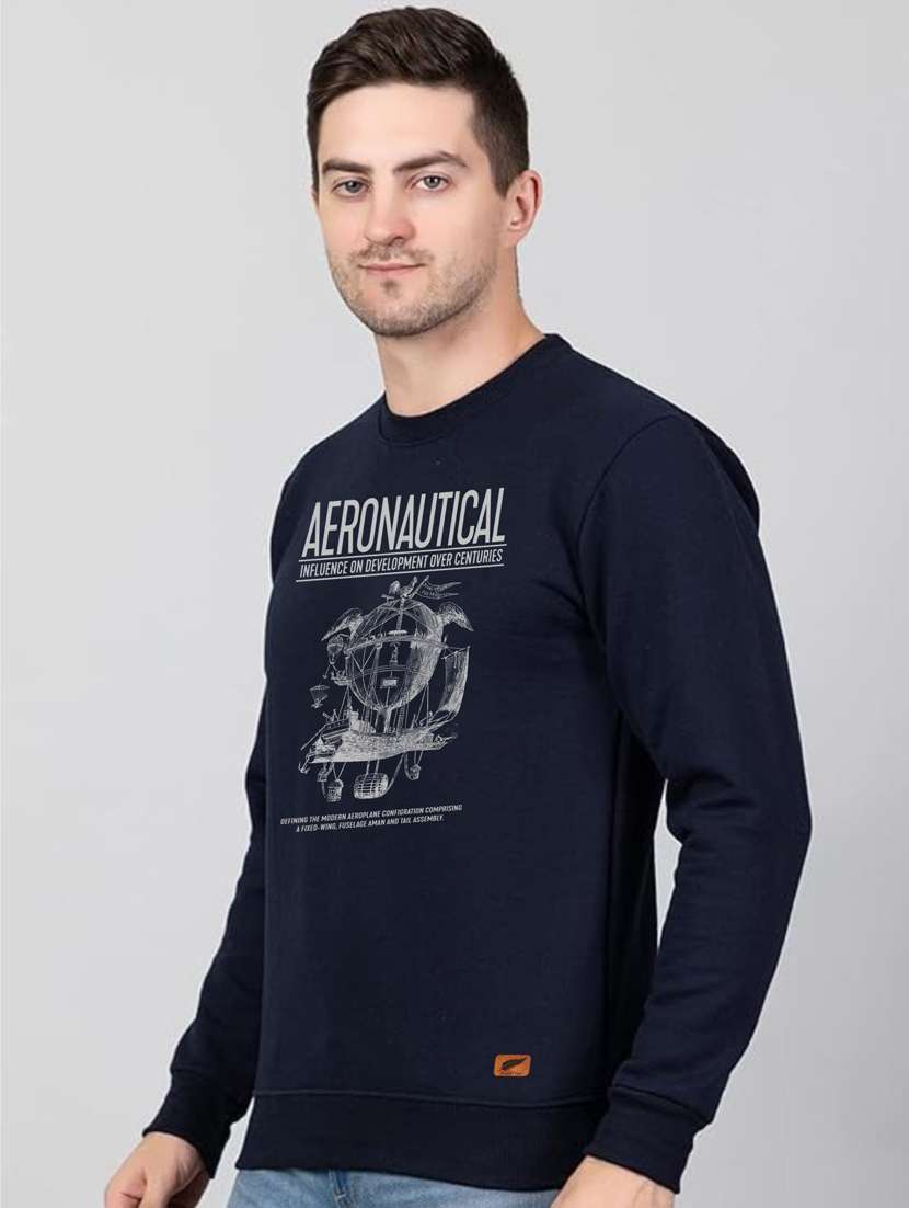 navy blue fleece chest print sweatshirt - 20896847 -  Standard Image - 1