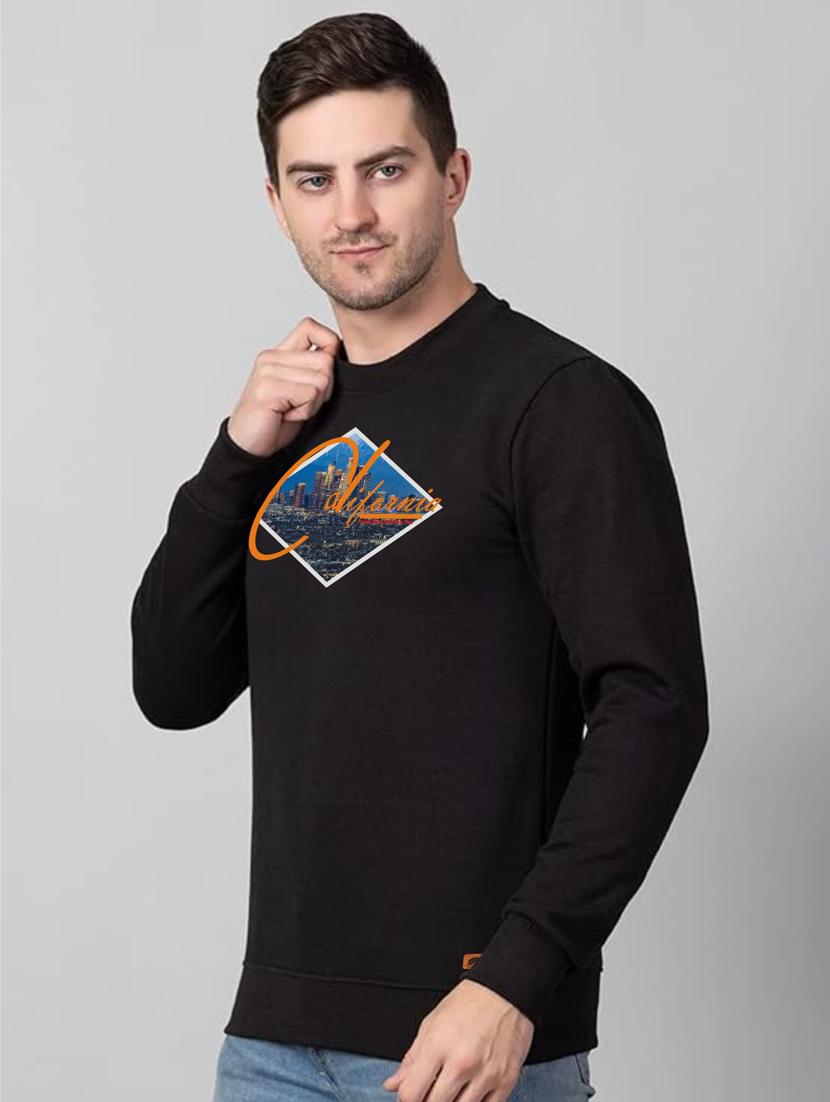 black fleece chest print sweatshirt - 20896851 - Standard Image - 1