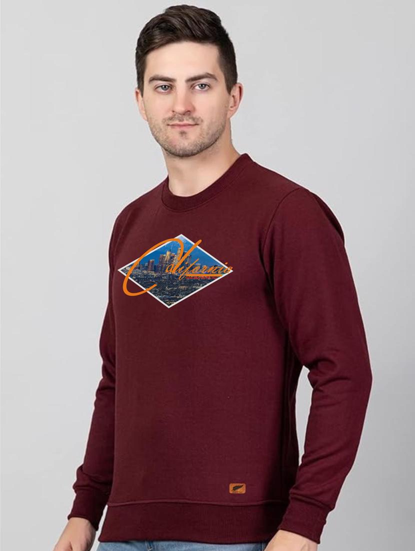 maroon fleece chest print sweatshirt - 20896852 - Standard Image - 1