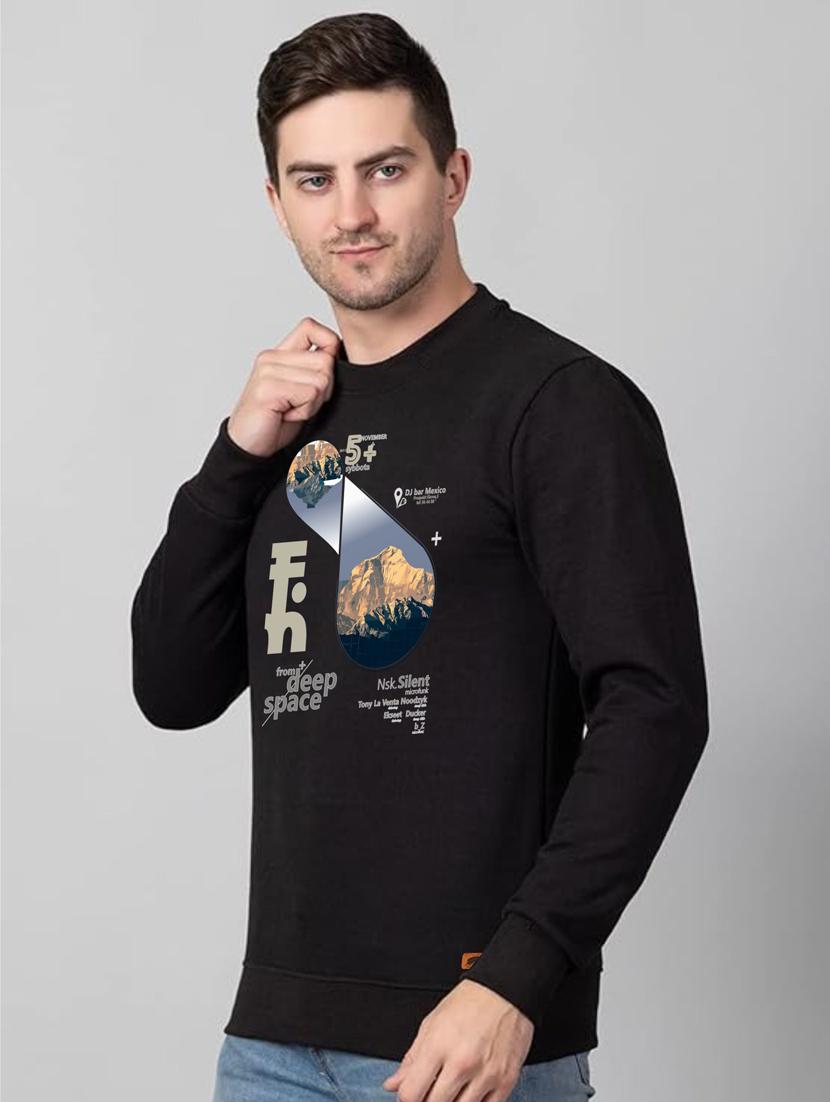black fleece chest print sweatshirt - 20896854 - Standard Image - 1