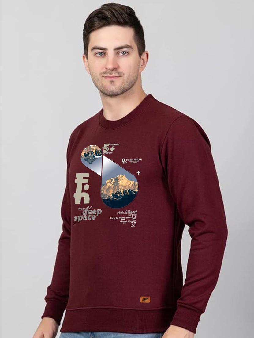 maroon fleece chest print sweatshirt - 20896855 - Standard Image - 1