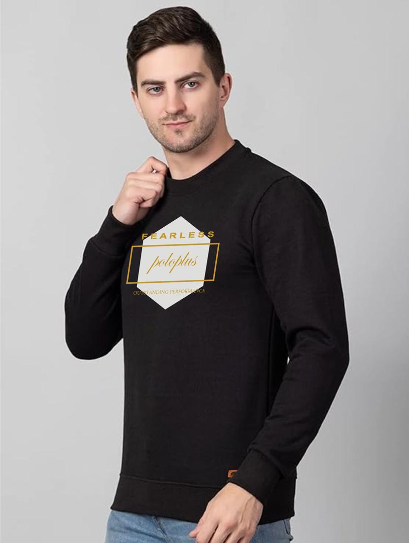 black fleece chest print sweatshirt - 20896857 - Standard Image - 1