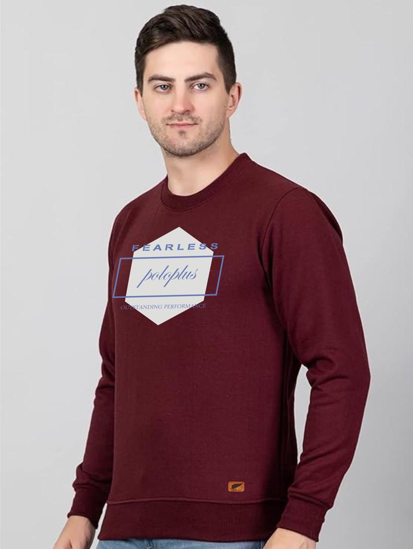maroon fleece chest print sweatshirt - 20896858 - Standard Image - 1