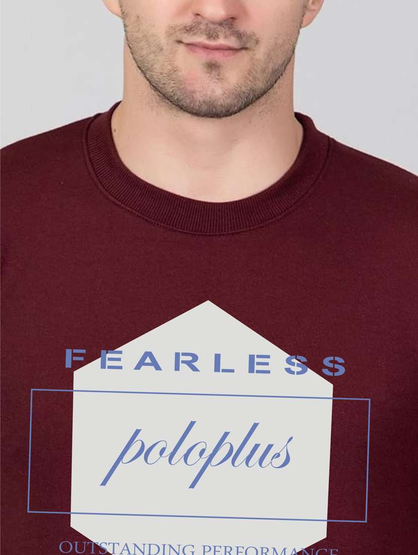 maroon fleece chest print sweatshirt - 20896858 - Standard Image - 4