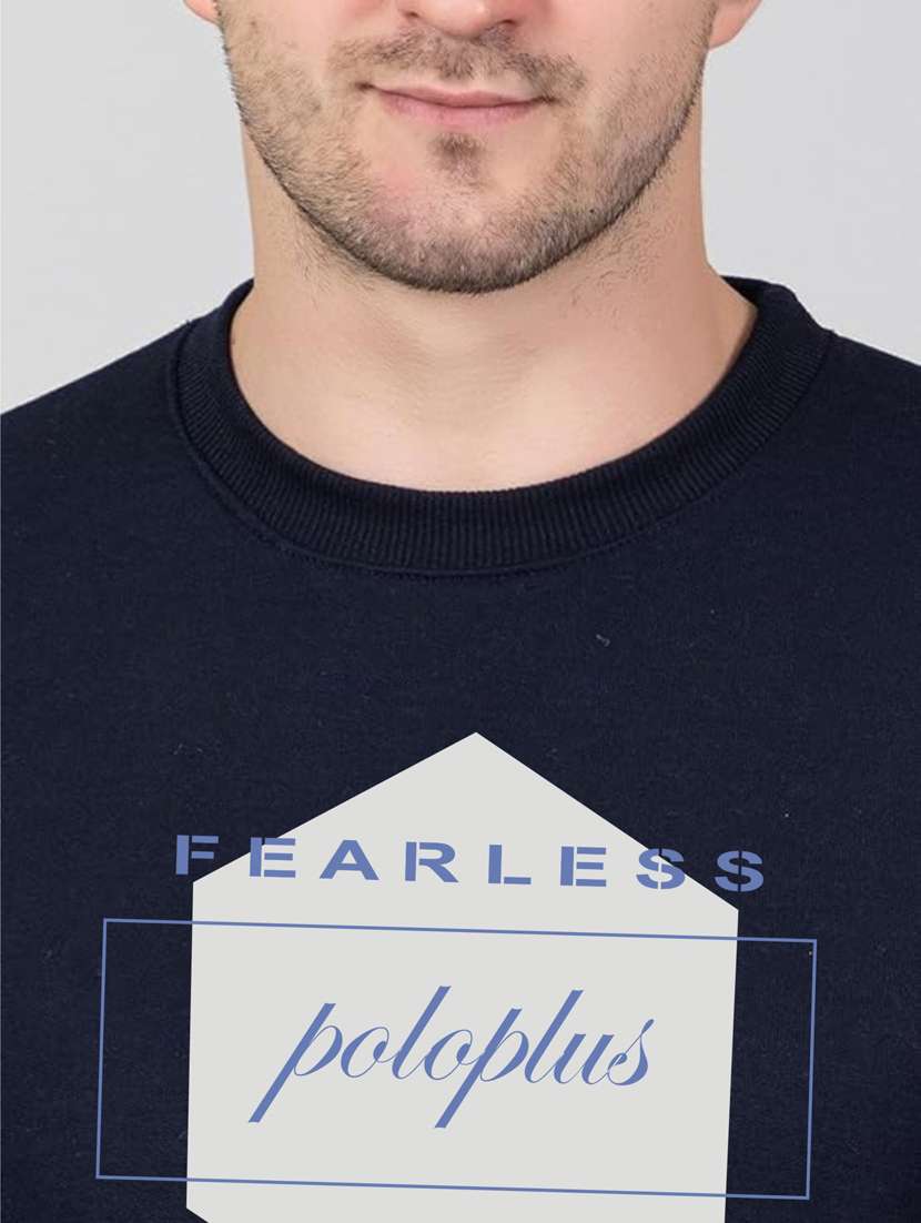 navy blue fleece chest print sweatshirt - 20896859 -  Standard Image - 4