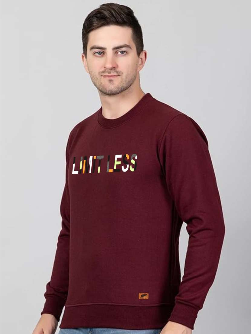 maroon fleece chest print sweatshirt - 20896861 -  Standard Image - 1