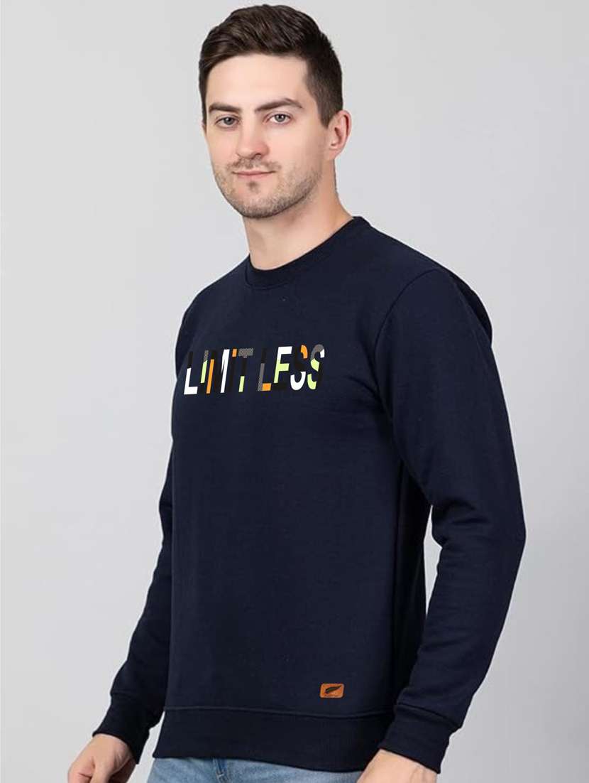 navy blue fleece chest print sweatshirt - 20896862 - Standard Image - 1