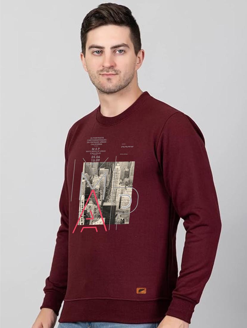 maroon fleece chest print sweatshirt - 20896864 - Standard Image - 1
