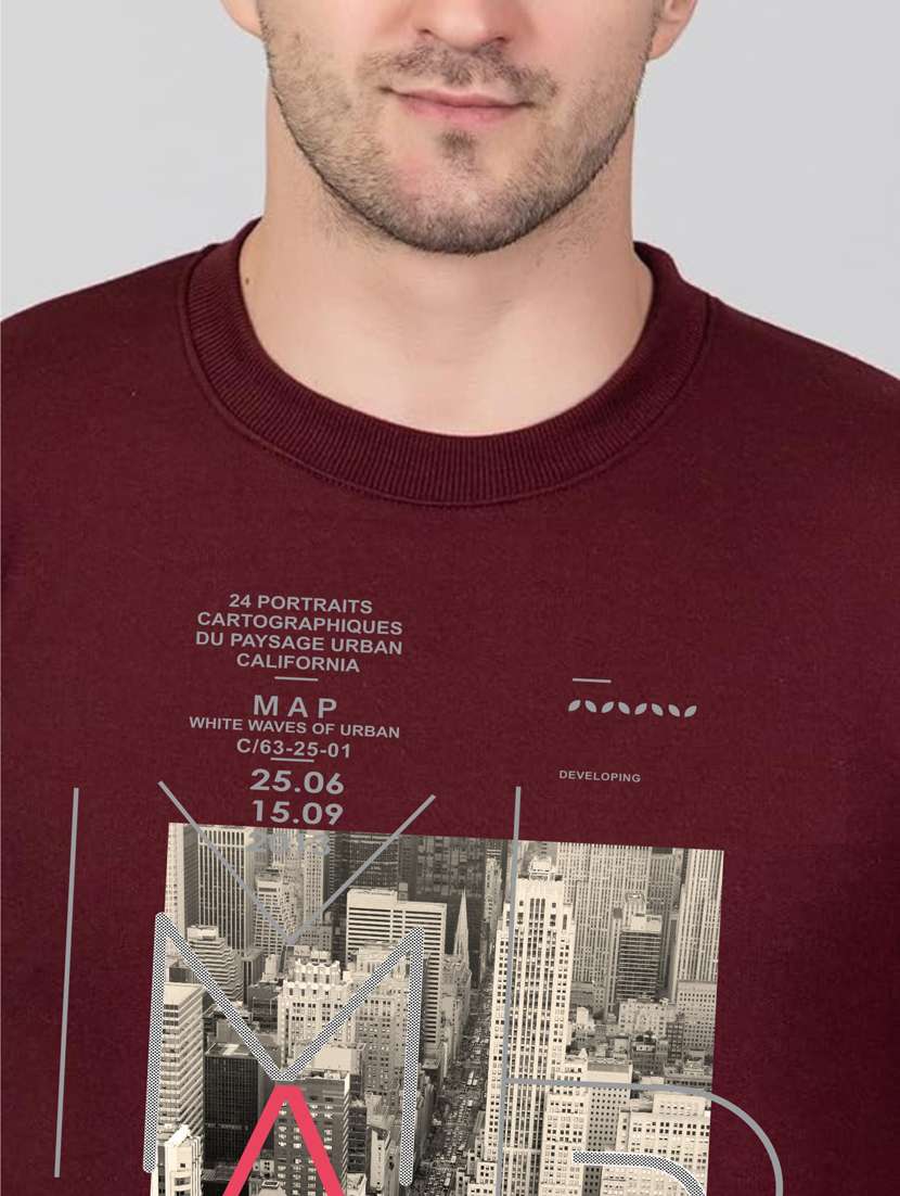 maroon fleece chest print sweatshirt - 20896864 - Standard Image - 4