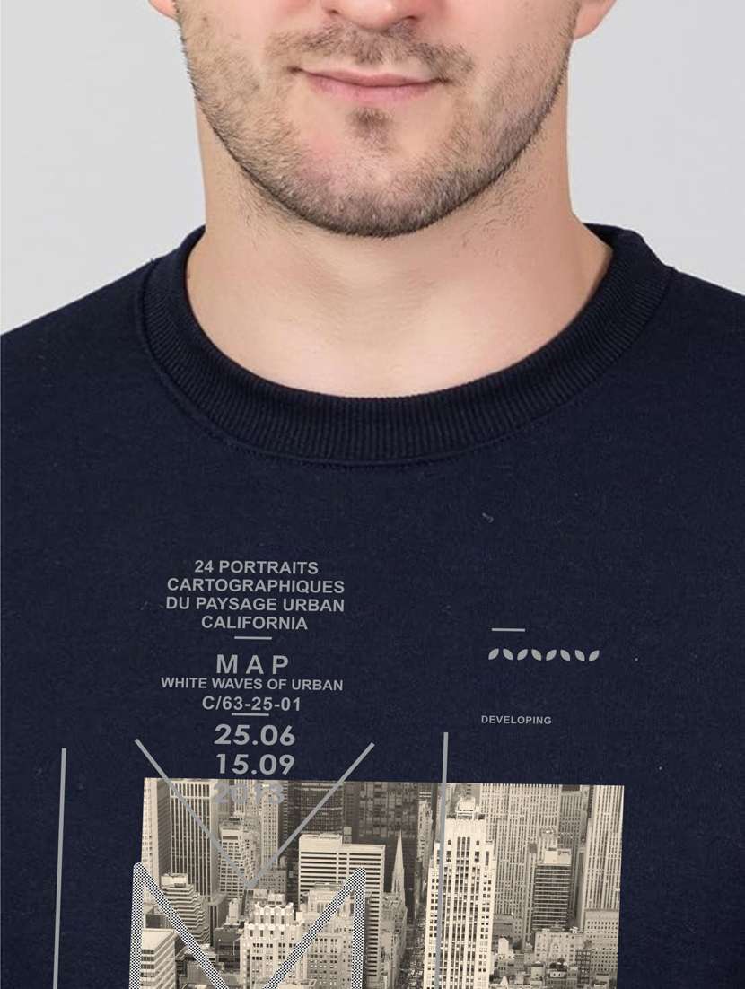 navy blue fleece chest print sweatshirt - 20896865 - Standard Image - 4