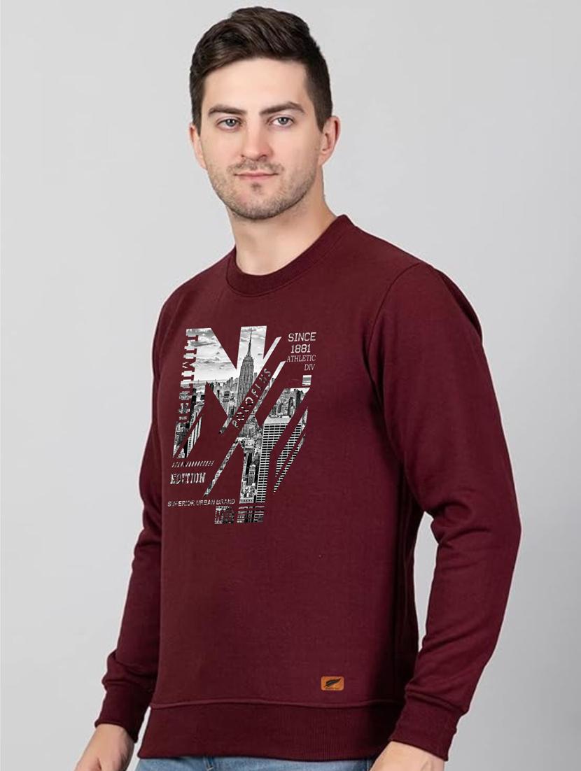 maroon fleece chest print sweatshirt - 20896867 - Standard Image - 1