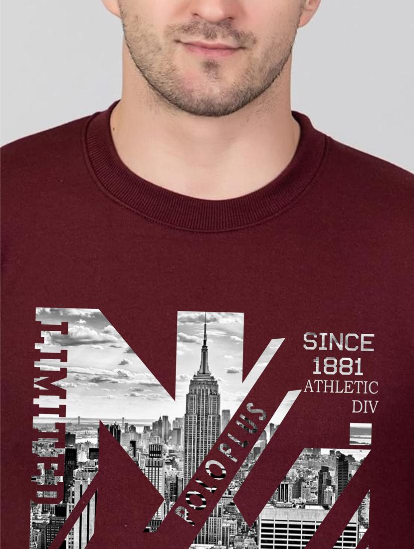 maroon fleece chest print sweatshirt - 20896867 - Standard Image - 4