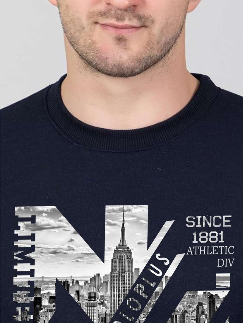 navy blue fleece chest print sweatshirt - 20896868 -  Standard Image - 4