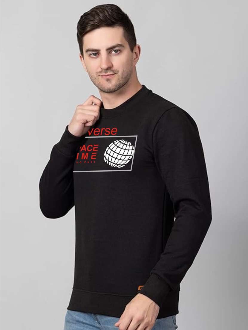 black fleece chest print sweatshirt - 20896869 - Standard Image - 1