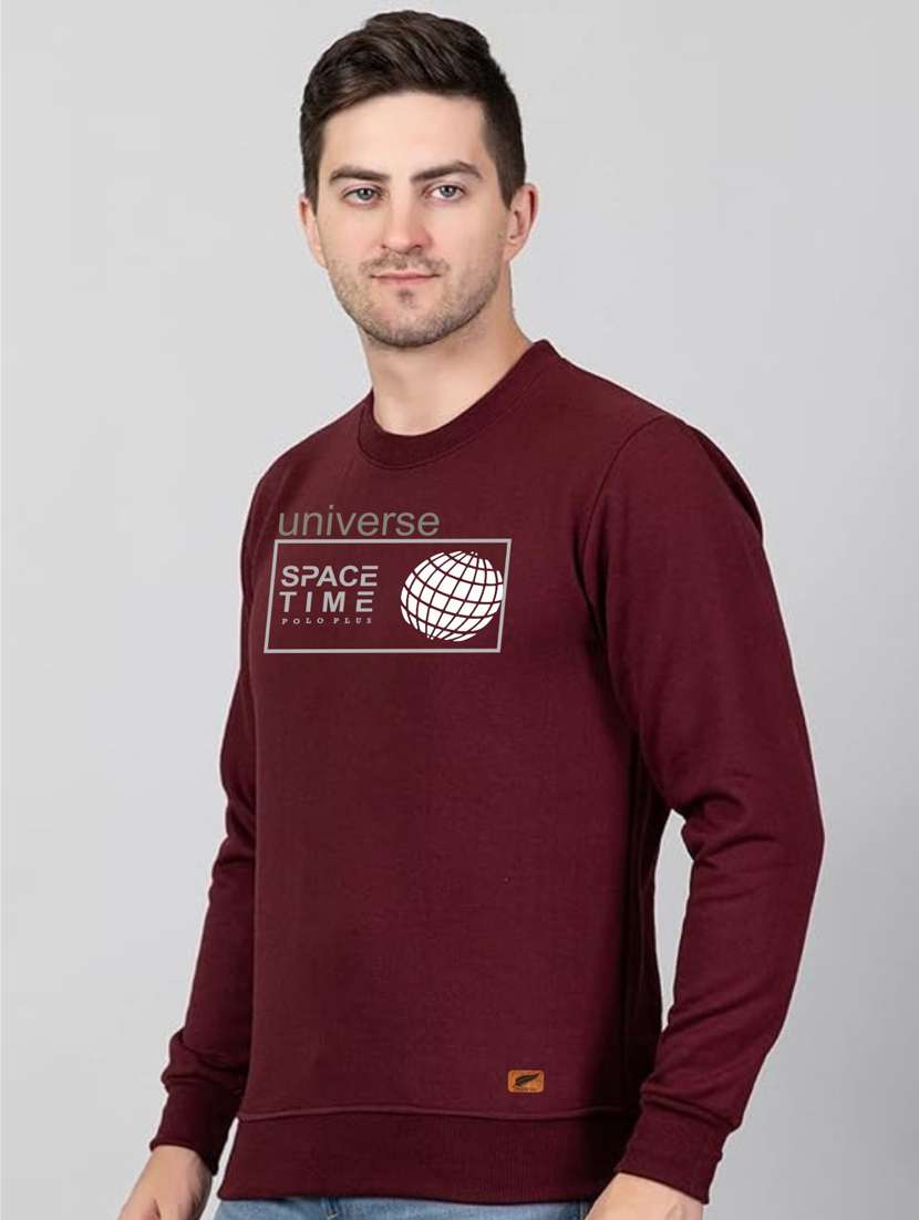 maroon fleece chest print sweatshirt - 20896870 -  Standard Image - 1