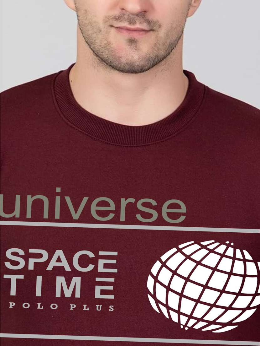 maroon fleece chest print sweatshirt - 20896870 -  Standard Image - 4