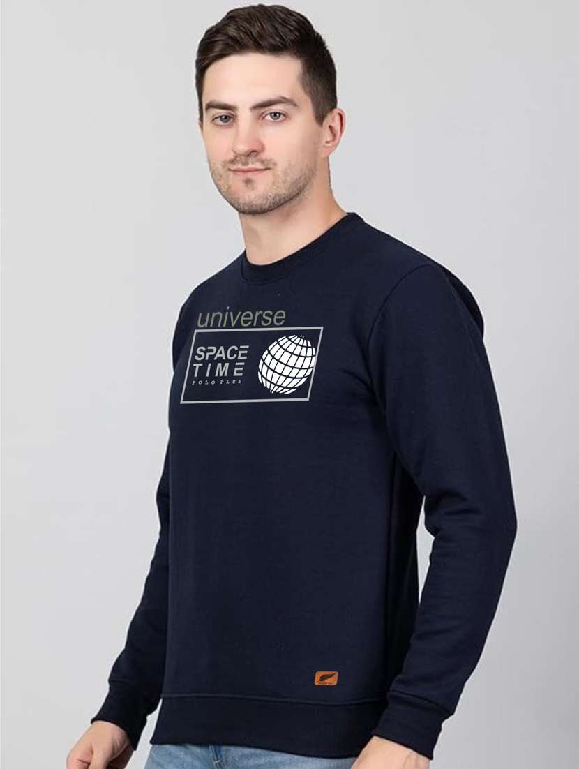 navy blue fleece chest print sweatshirt - 20896871 -  Standard Image - 1
