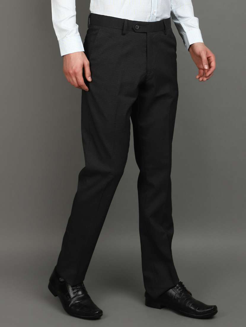 black cotton flat front  formal trouser - 20901304 -  Standard Image - 1
