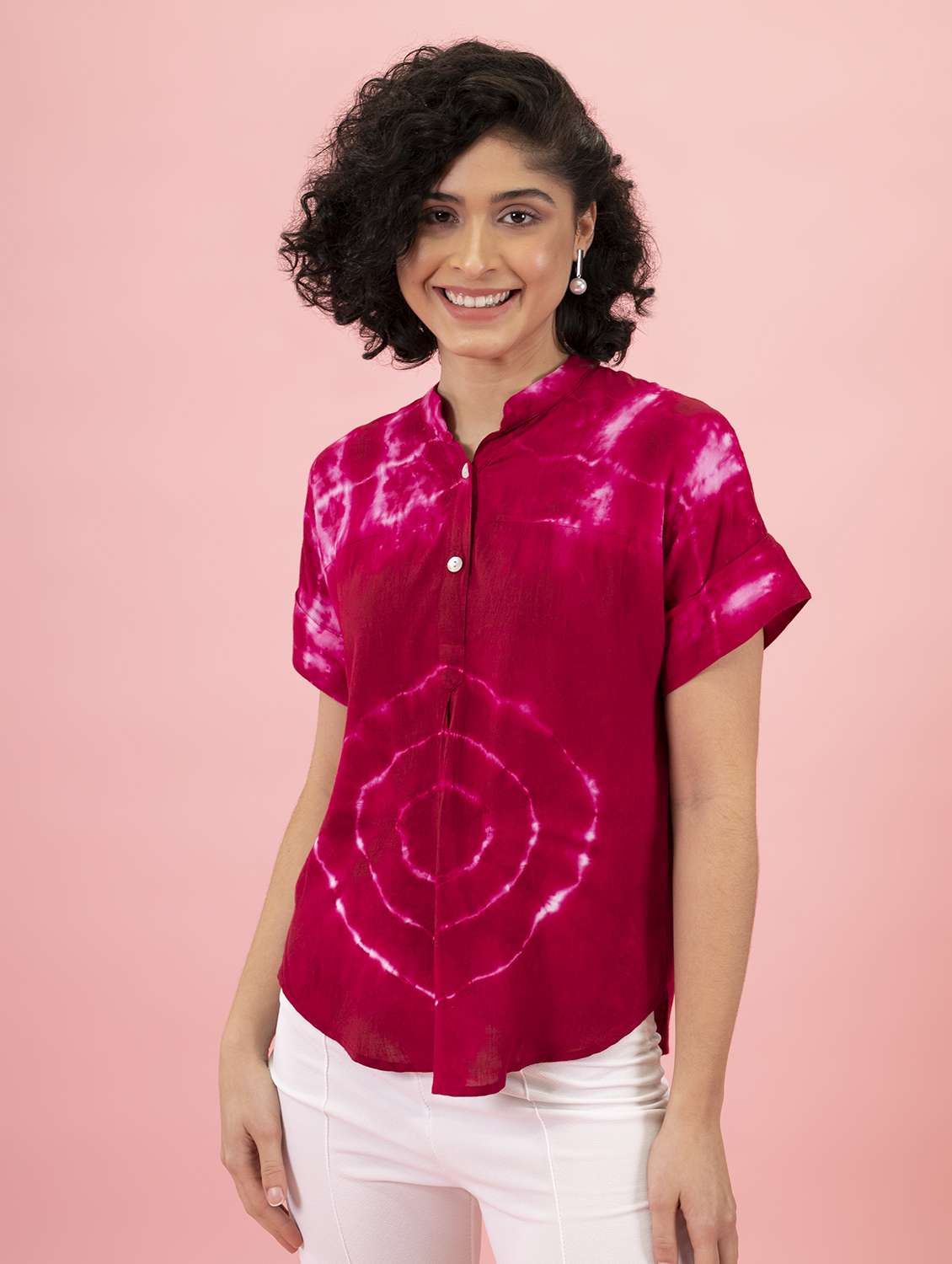 women tie & dye relaxed fit regular top