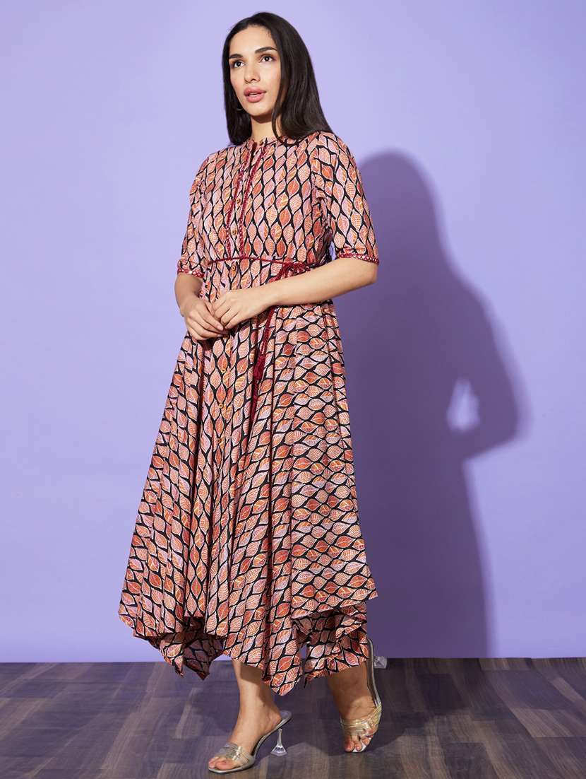 multicolored printed a-line ethnic dress - 20901428 -  Standard Image - 1
