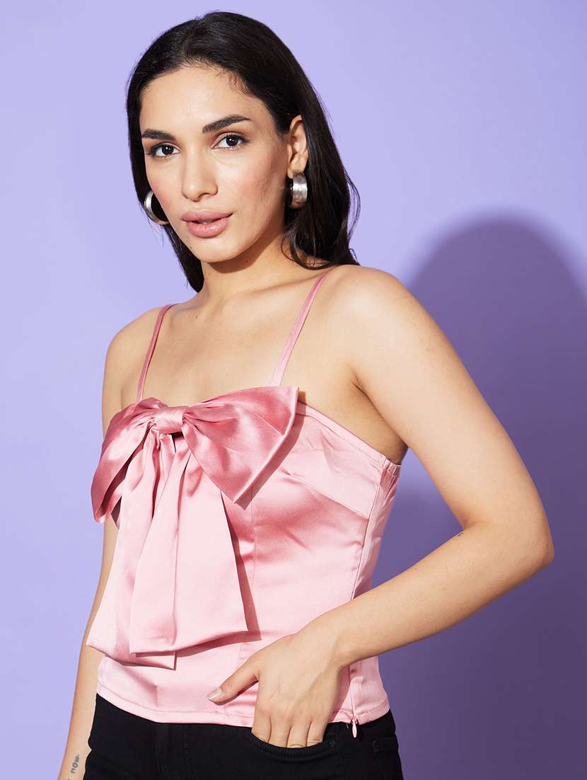 women pink solid regular top