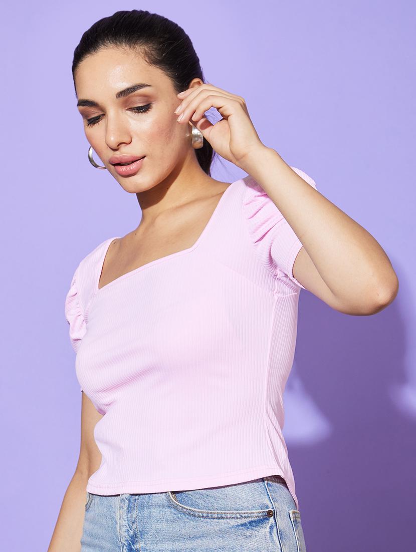 pink solid regular top - 20901463 - Zoom Image - 0