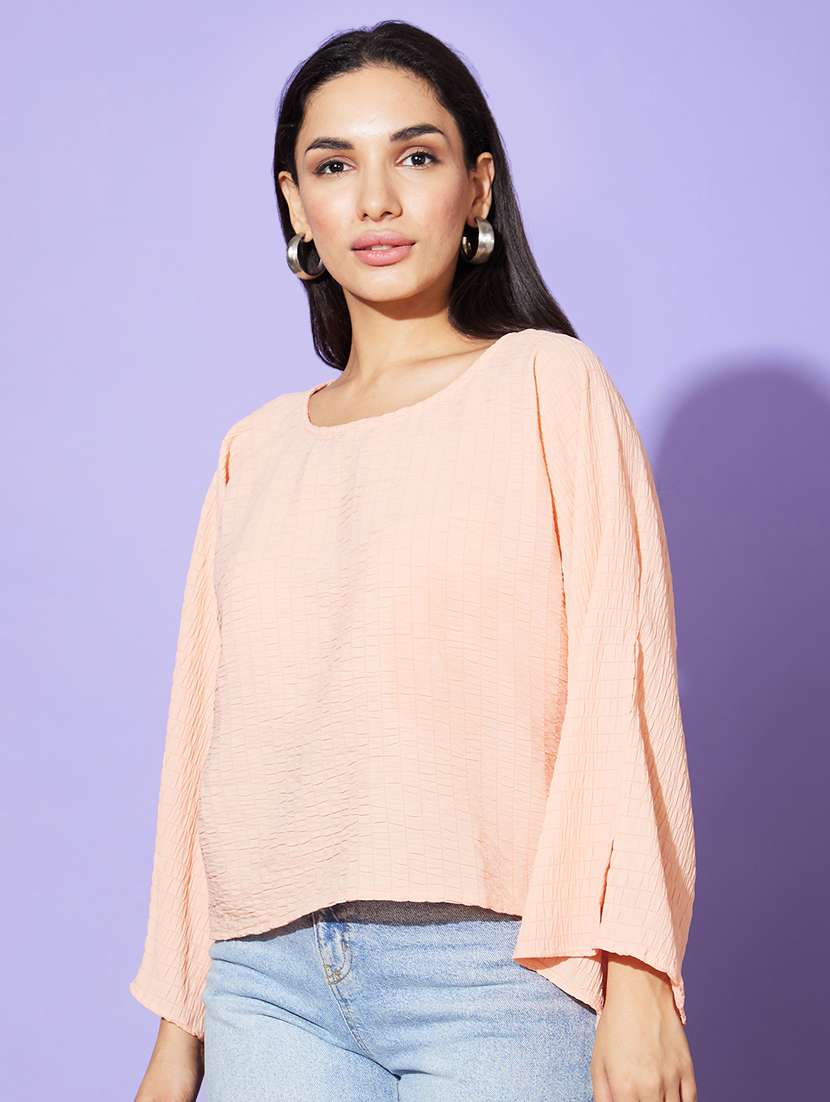 women peach self-designed regular top - 20901496 -  Standard Image - 1