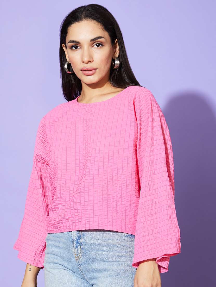 women pink self-designed regular top - 20901497 -  Standard Image - 1