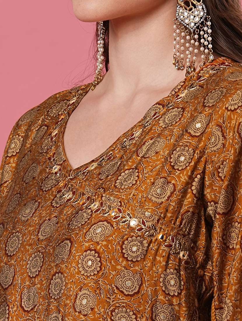 women three quarter sleeve a-line kurta - 20901507 -  Standard Image - 4