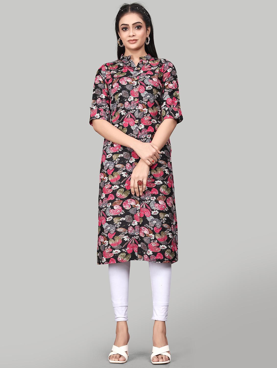 women floral print front slit kurta - 20901512 -  Zoom Image - 0