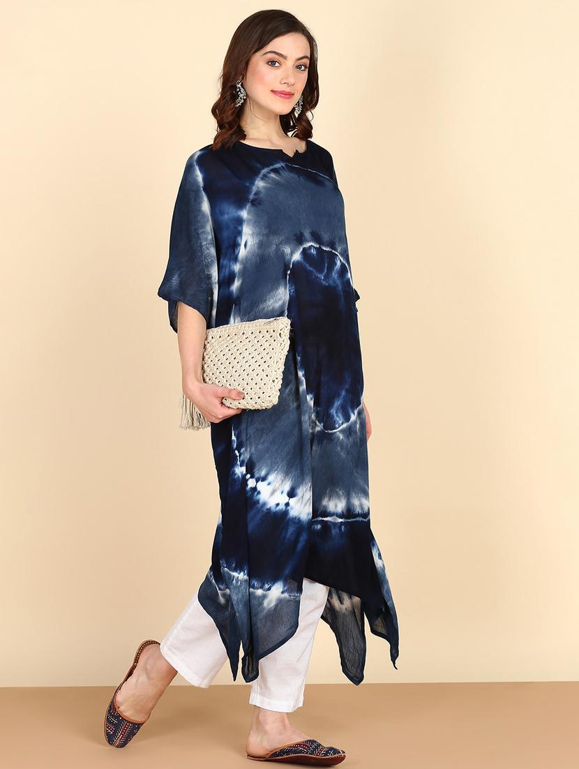 women tie & dye relaxed fit kaftan kurta - 20906626 - Standard Image - 1