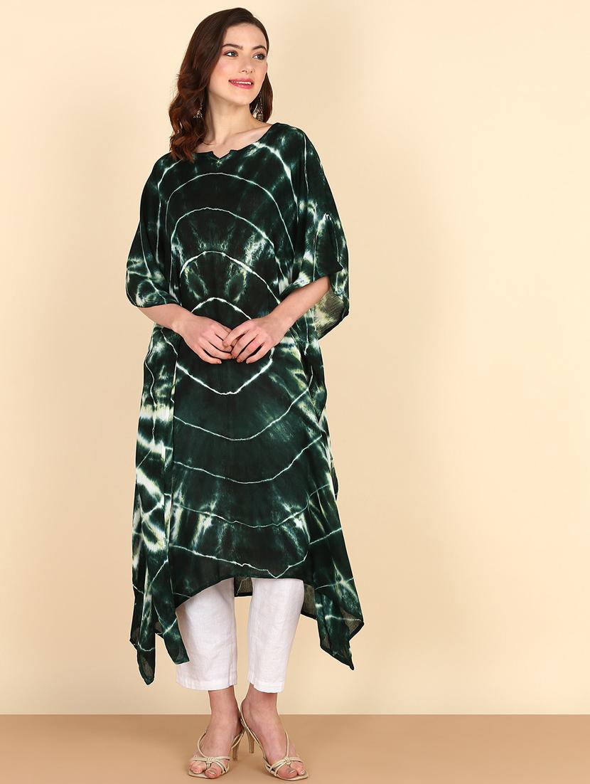 women tie & dye relaxed fit kaftan kurta - 20906632 -  Standard Image - 1