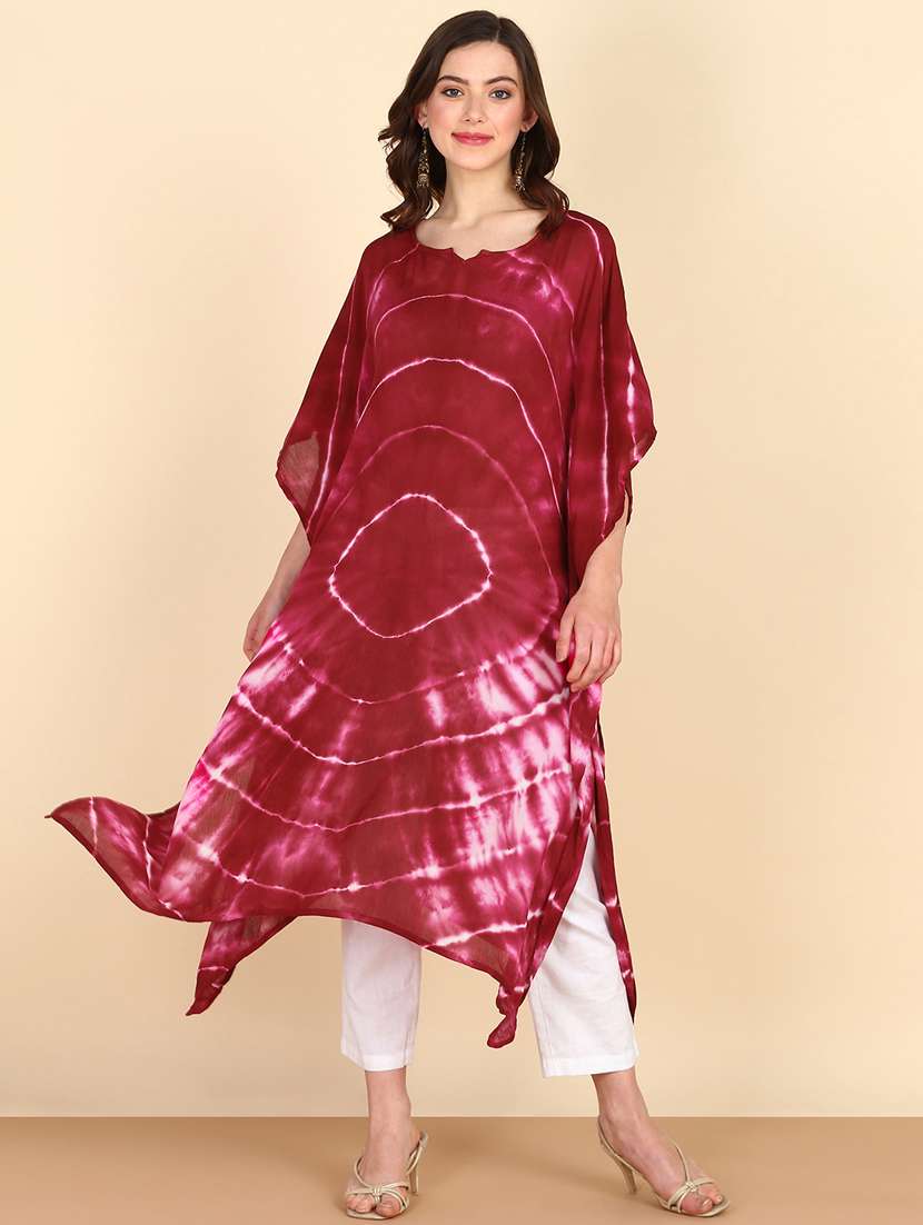 women tie & dye relaxed fit kaftan kurta