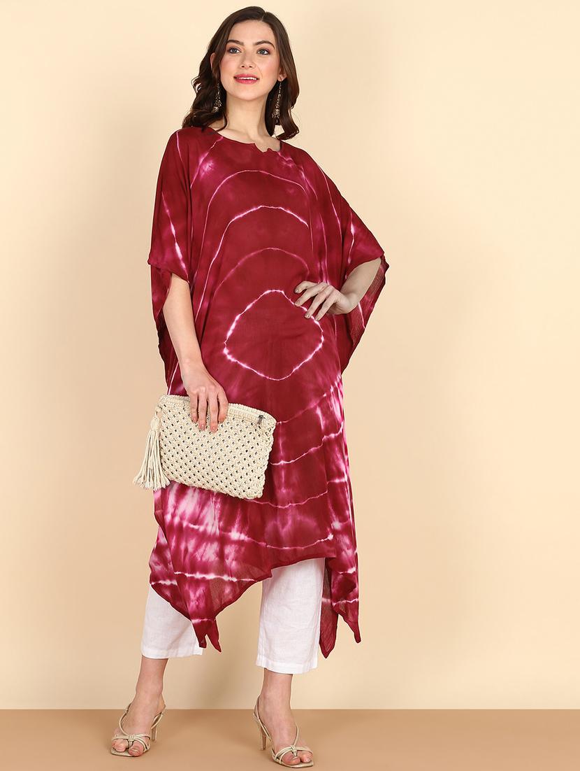 women tie & dye relaxed fit kaftan kurta - 20906635 -  Standard Image - 1