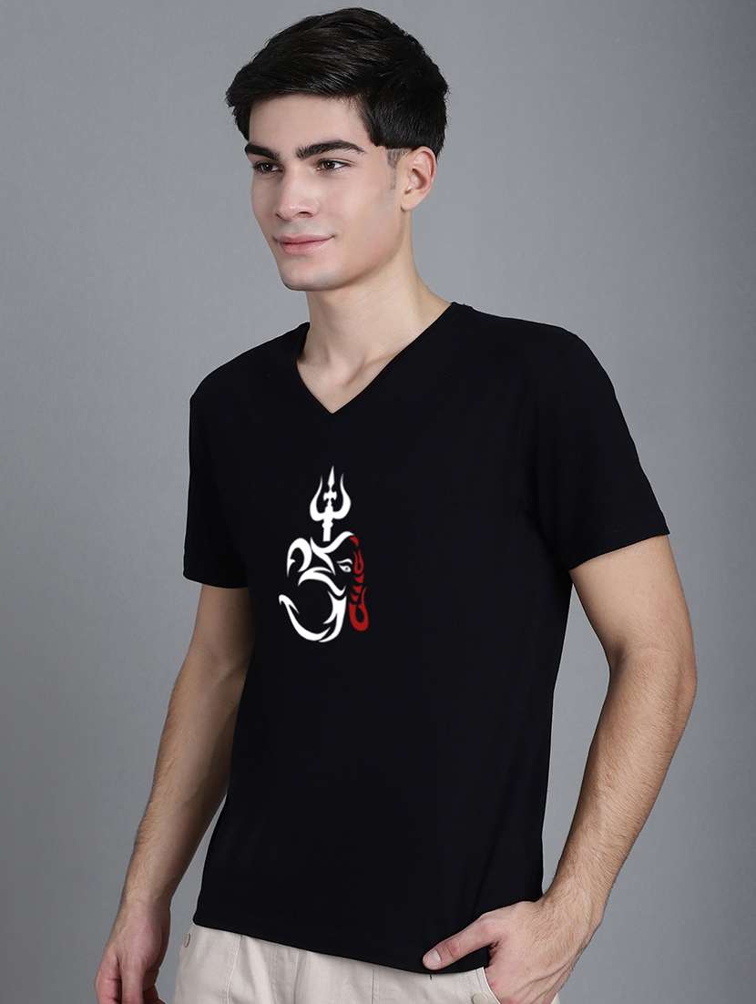 black cotton chest print tshirt - 20906828 - Standard Image - 1