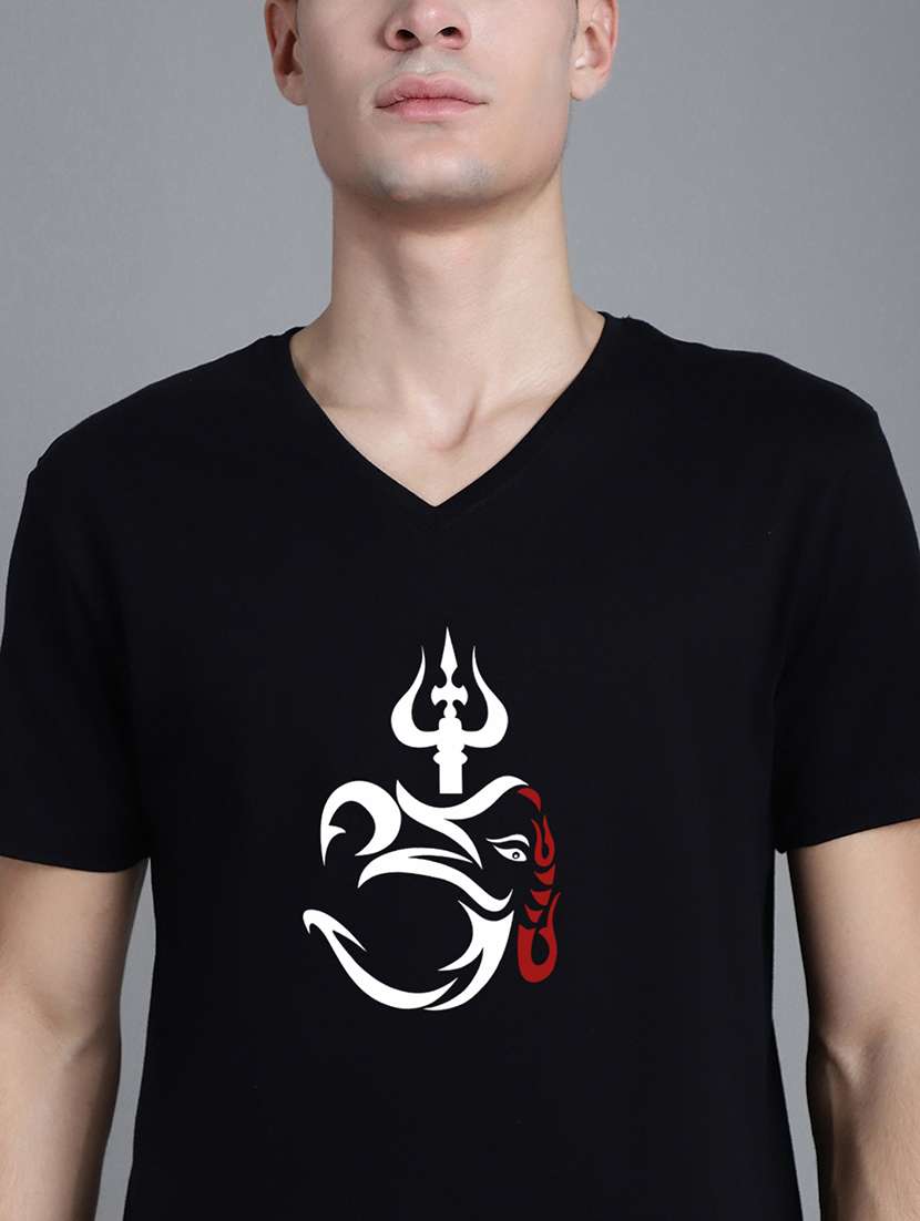 black cotton chest print tshirt - 20906828 - Standard Image - 4