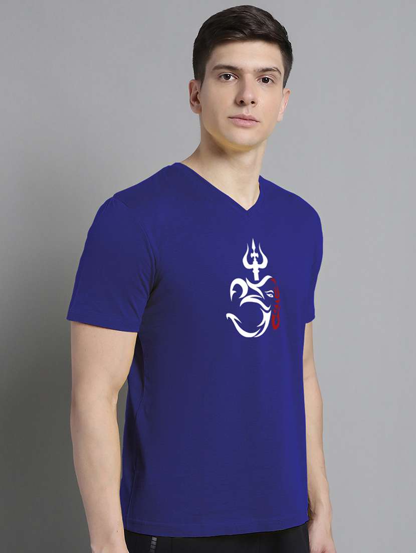 blue cotton chest print tshirt - 20906829 -  Standard Image - 1