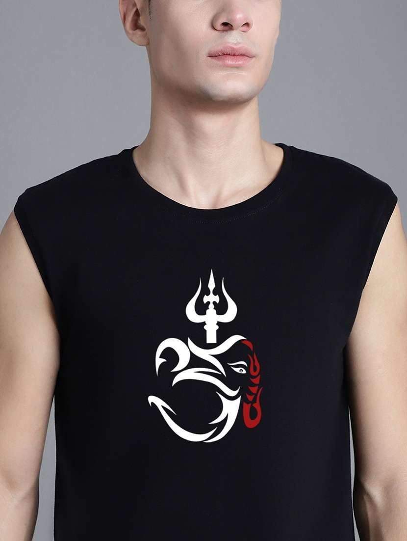 black cotton chest print tshirt - 20906835 - Standard Image - 4