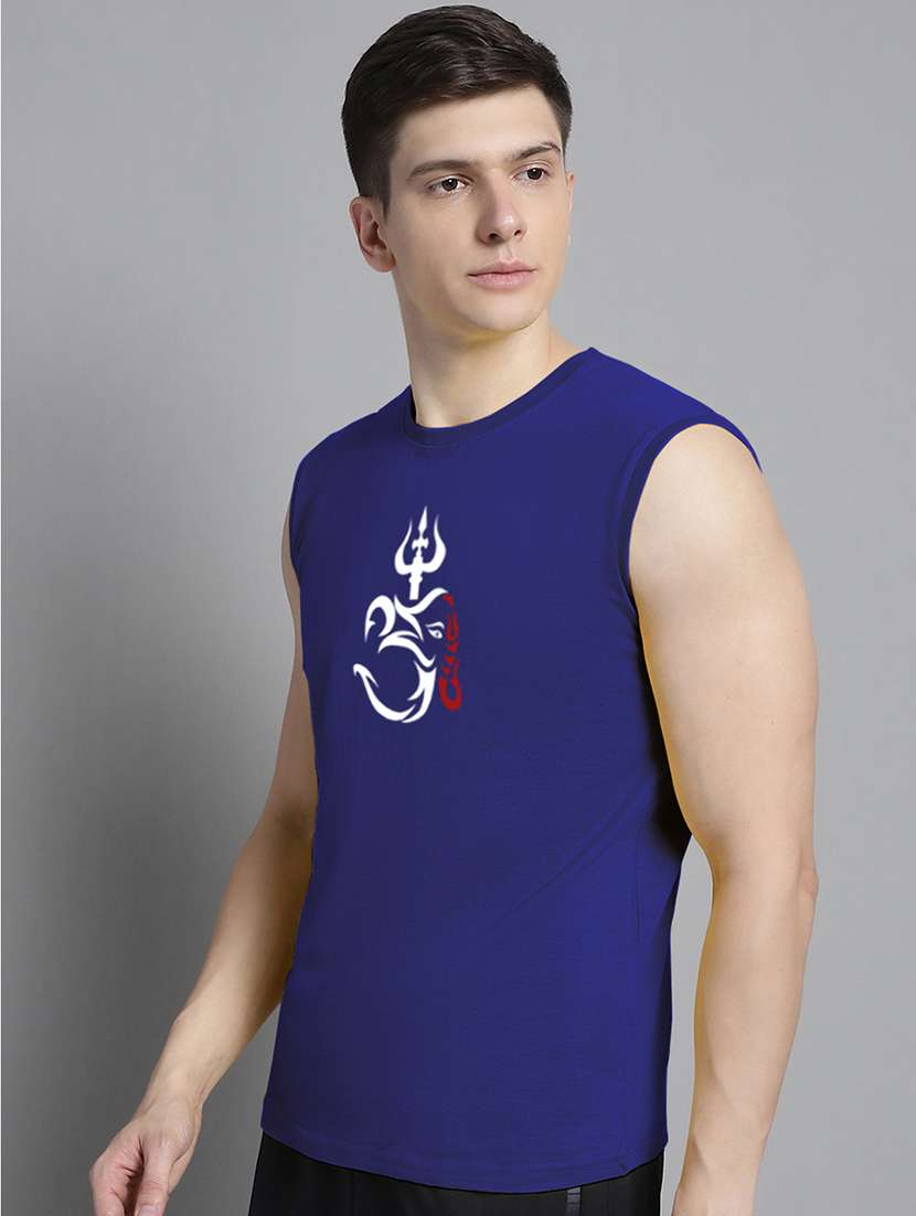 blue cotton chest print tshirt - 20906836 -  Standard Image - 1