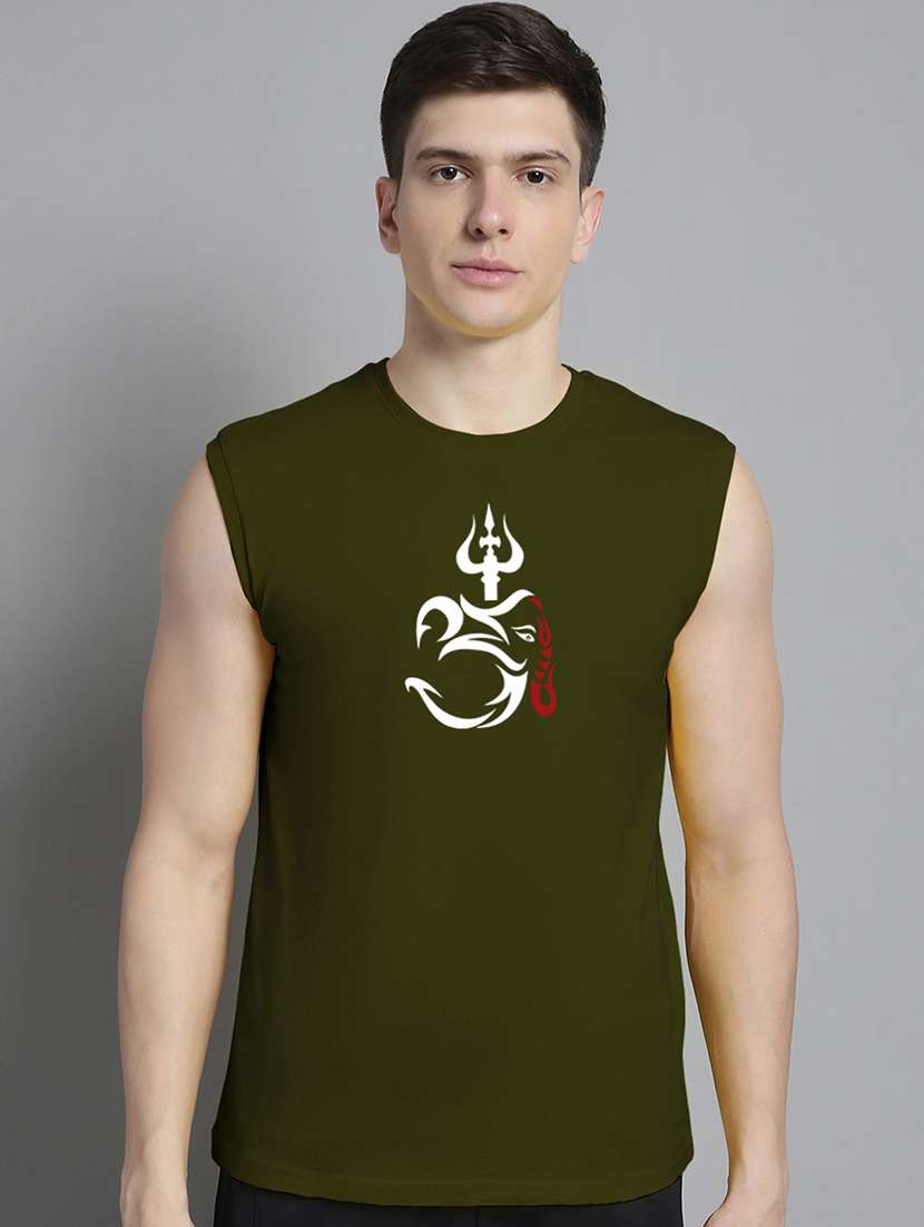 olive cotton chest print tshirt - 20906840 -  Zoom Image - 0
